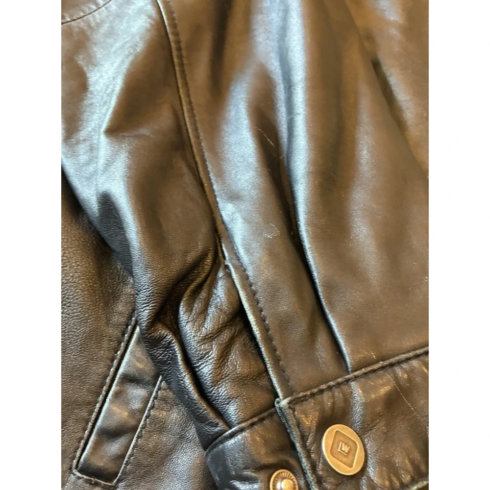 Vintage Wilsons Leather Bomber Biker Jacket Black Mens 2XL With Liner Wilson